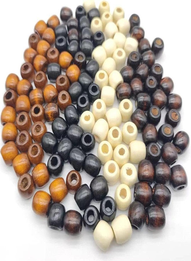 DIY Crafts 130 Pcs, Large Hole Barrel Wood European Loose Beads Colors Natural Wooden Dreadlock Hair Braid Beads for Hair Braids Jewelry Bracelet Necklace Making (130) - Image 5